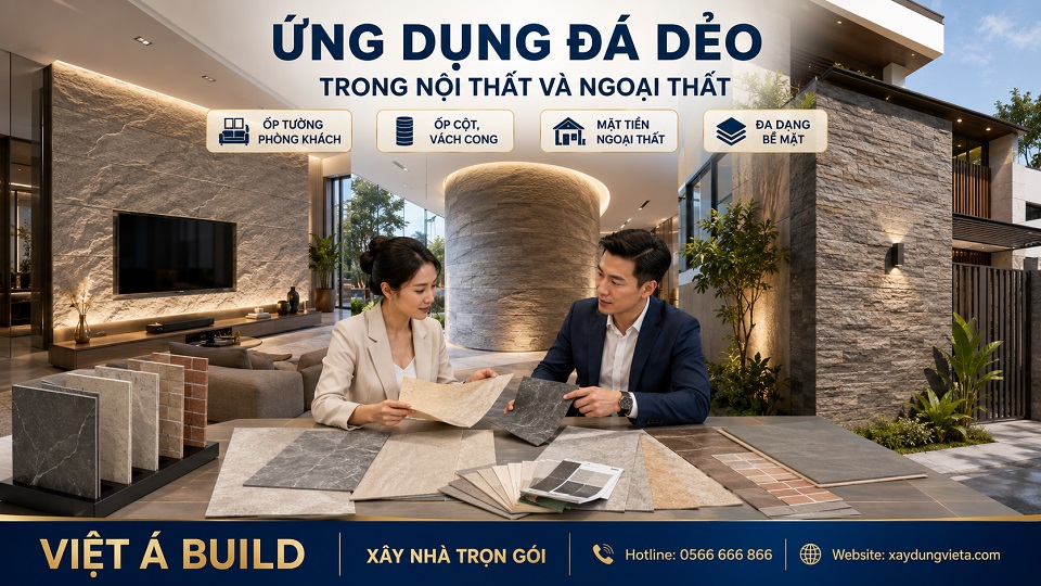 Ứng dụng đá dẻo cho tường, cột và bề mặt cong