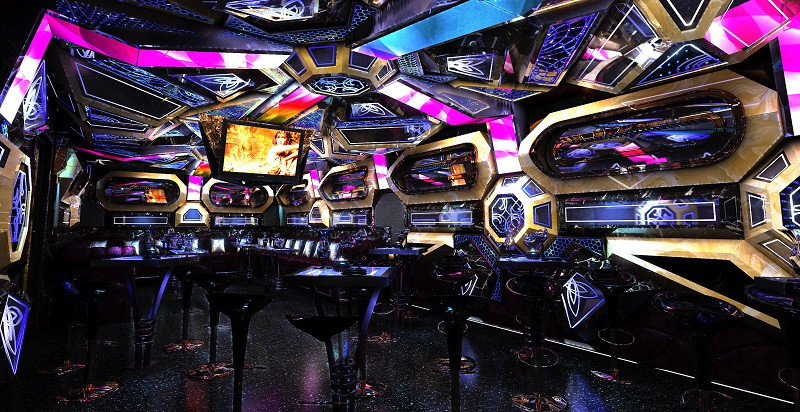 Phòng karaoke mang phong cách hiện đại 